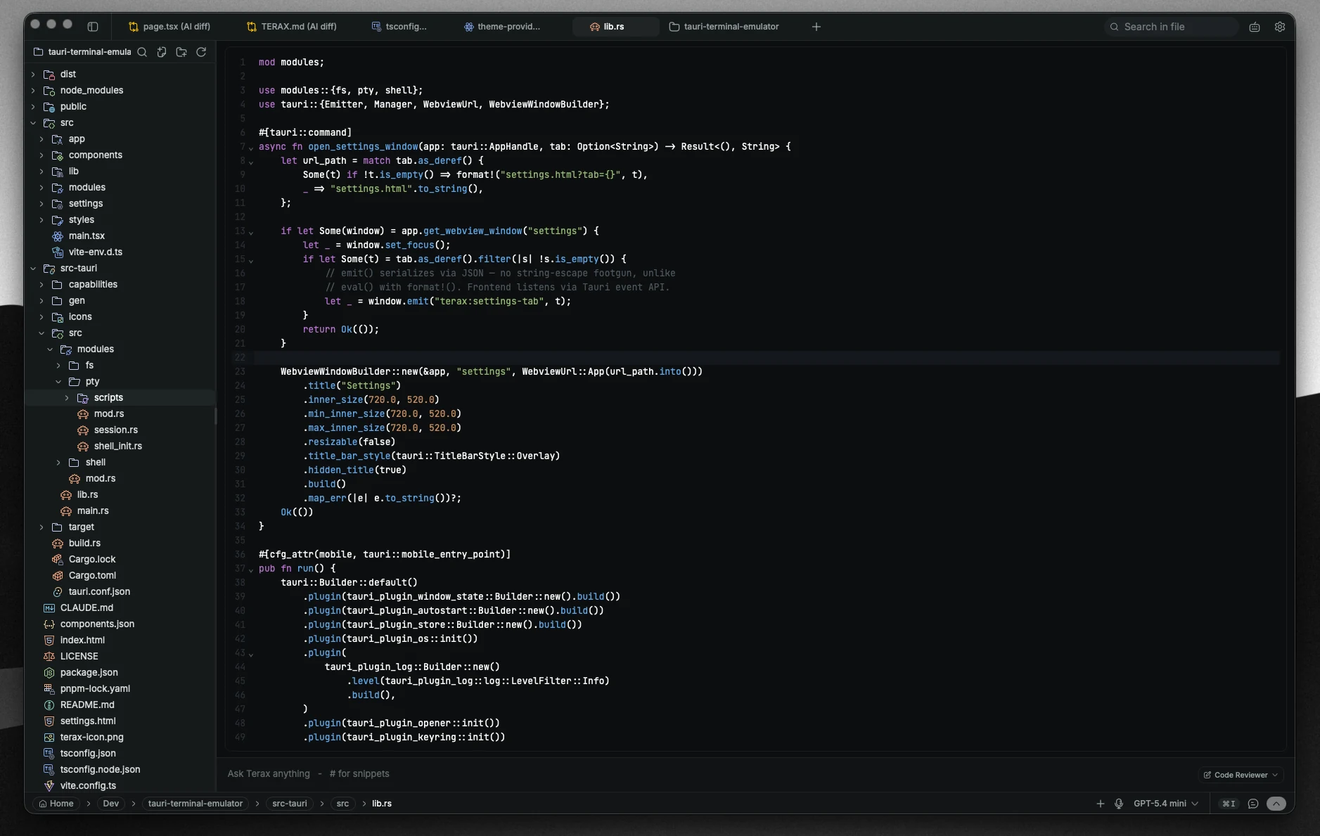 Tron AI code editor with AI autocomplete and Vim mode